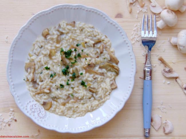 Risotto aux champignons de Paris frais