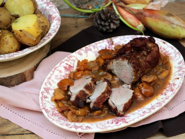 Filet mignon de porc au cognac et mirabelles