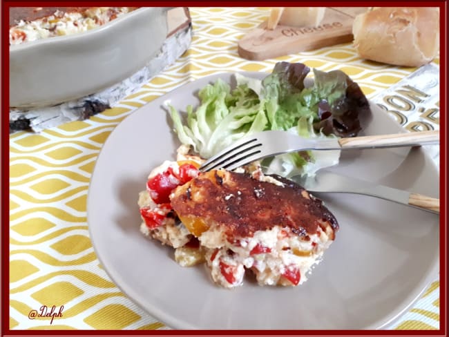 Clafoutis de courgettes, poivron et maquereau