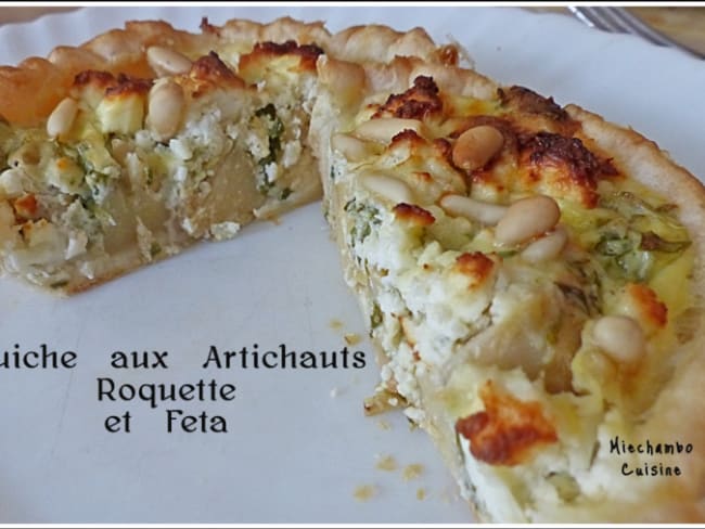 Quiche aux artichauts, roquette et feta