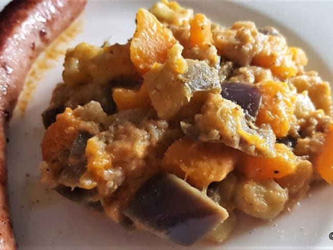 Aubergine et Citrouille à la pâte d’arachides 