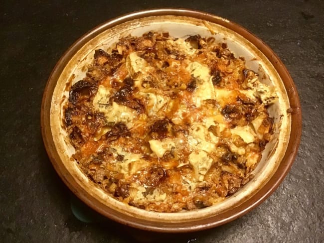 Gratin de Crozets aux noix et au bleu de Bresse