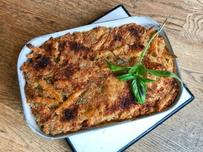 Gratin de pâtes aux courgettes