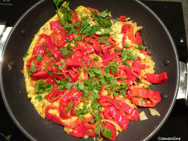 Omelette aux poivrons pointus