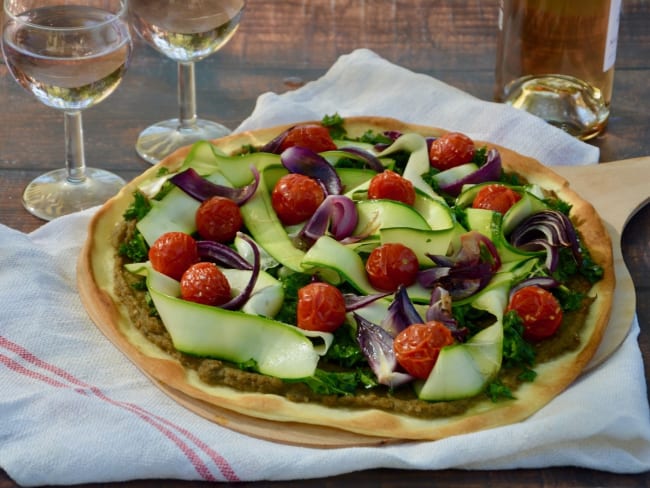 Pizza aux légumes et crème d’aubergine