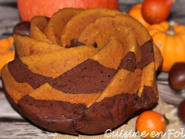 Cake marbré chocolat, potimarron et épices