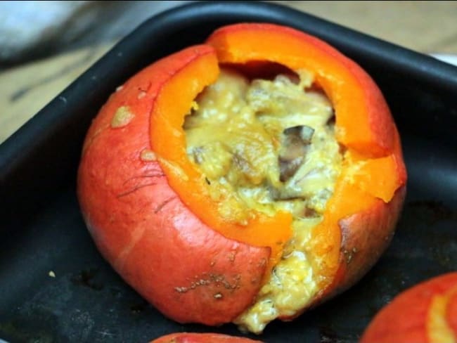 Potimarrons farcis aux champignons et au cantal