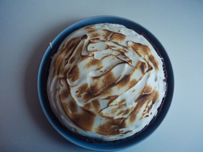 Délicieuse tarte meringuée chocolat.