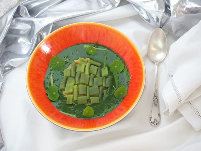 Risotto de petit épeautre au jus d'herbes d'après le Chef Jacques Marcon