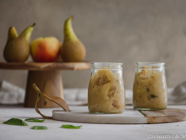 Compote pomme, poire et basilic cannelle