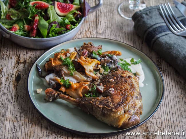 Pintade aux champignons cuisson douce en cocotte