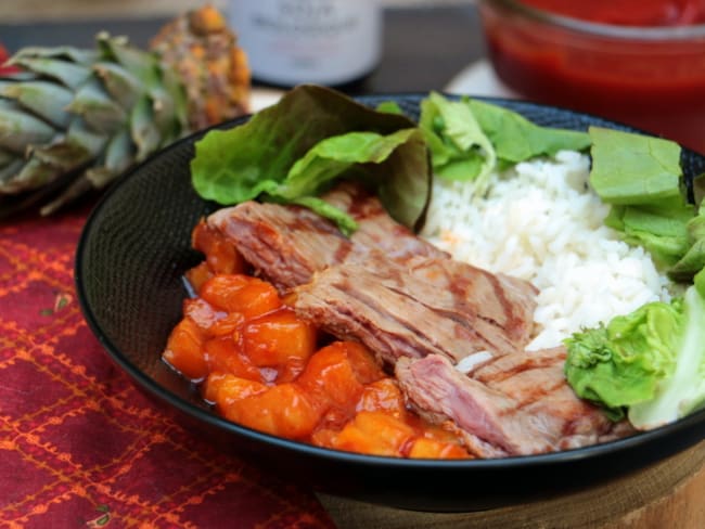 Onglet de veau à l'ananas sauce aigre-douce