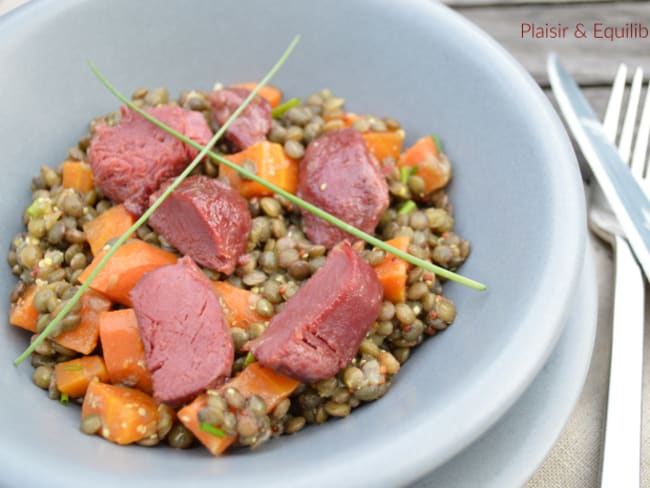 Salade de lentilles aux gésiers de canard confits