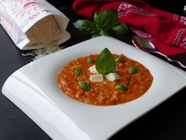 Risotto "Caprese" mozzarella, basilic et jus de tomate