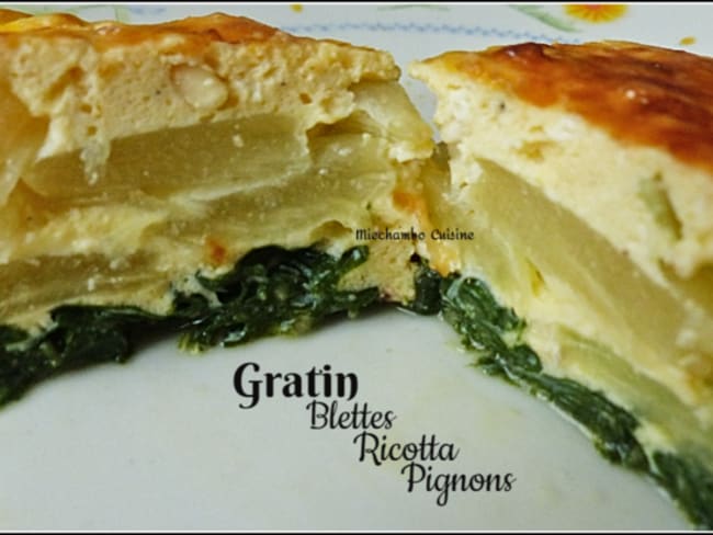 Gratin de blettes à la ricotta et aux pignons