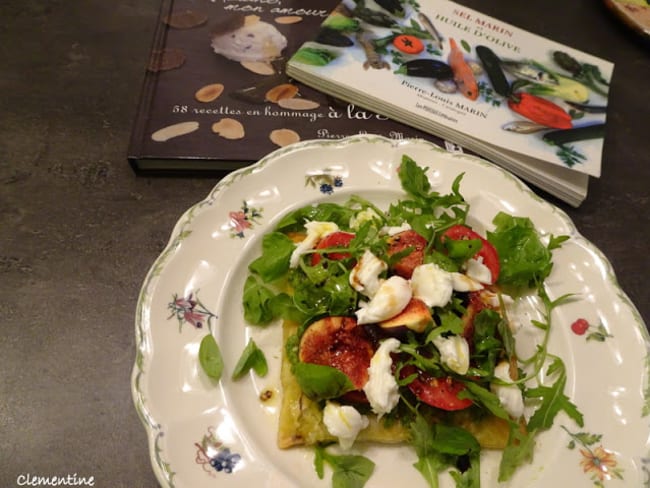 Tarte fine aux tomates, figues et burrata du Chef Pierre-Louis Marin