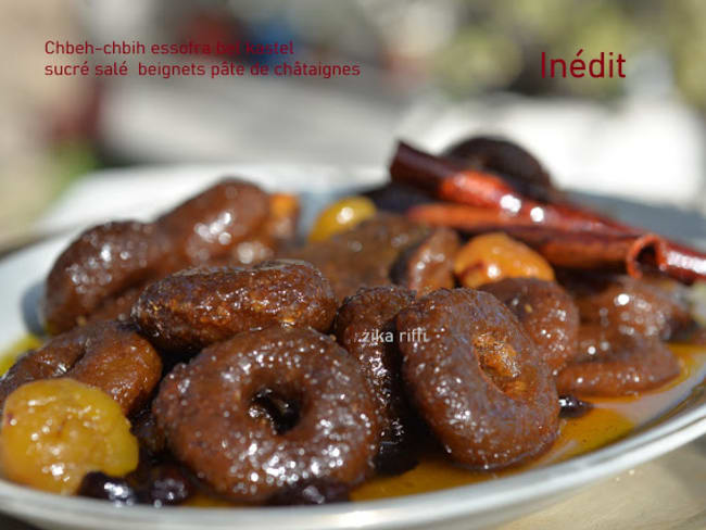 Chbih essofra kastel-Tajine sucré salé beignets pâte de châtaignes-Marrons