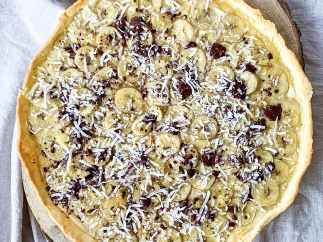 Tarte banane chocolat noix de coco