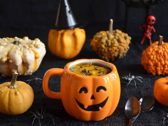 Soupe potimarron champignons pour halloween