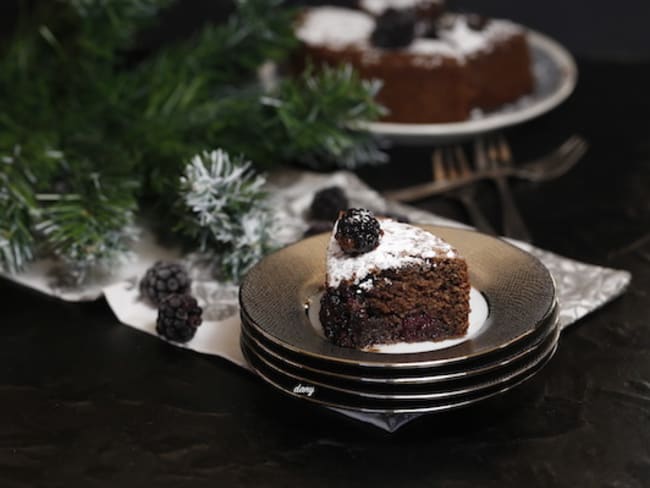 Gâteau aux mûres amandes et chocolat