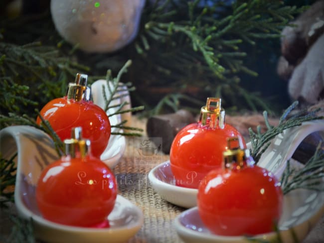 Tomates cerises caramélisées, comme des boules de Noël