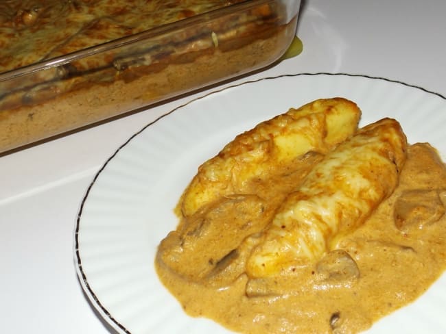 Gratin de quenelles au thon et à la bisque de homard