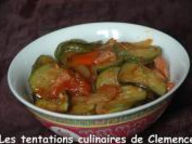 Courgettes Tomatées et Épicées au Jambon de Bayonne