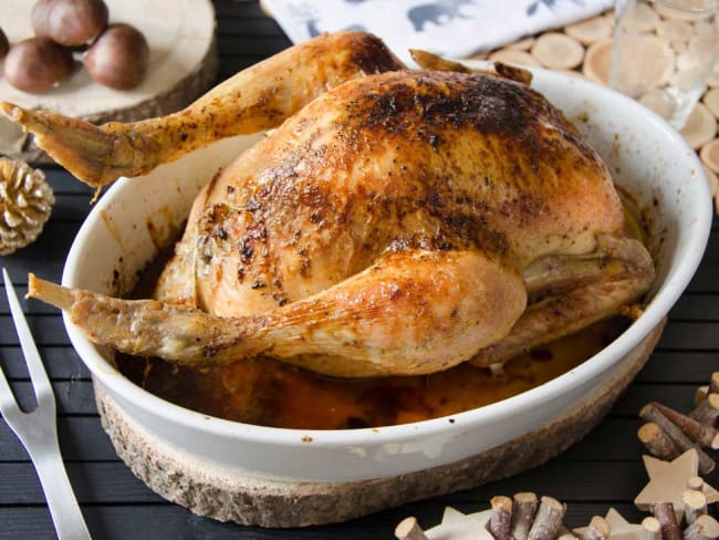 Poulet farci aux marrons et boudin blanc