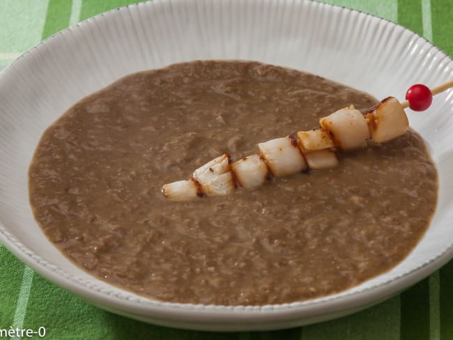 Soupe de lentilles aux noix de pétoncles