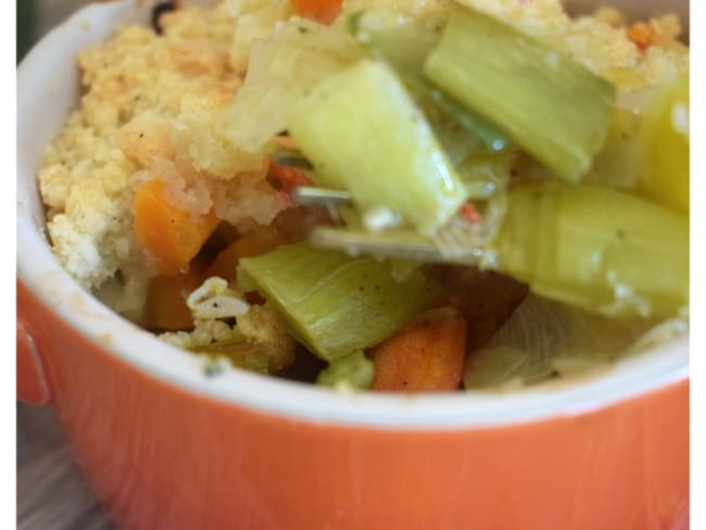 Crumble de crevettes aux légumes