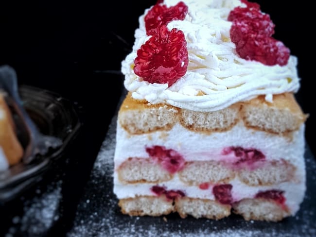 Bûche légère à la mousse de yaourt et framboises