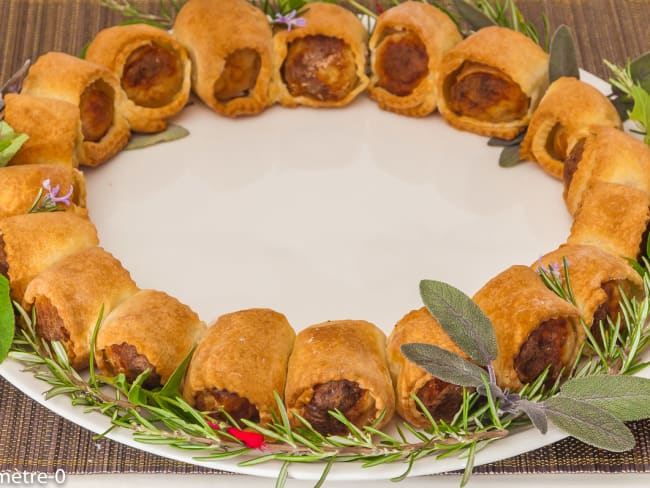 Couronne de Noël aux boudins blancs