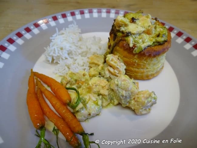 Vol au vent au saumon, poireaux et curry : une entre de fête