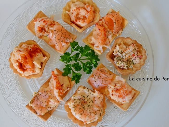 Amuse bouche au saumon fumé et crevettes, sans cuisson