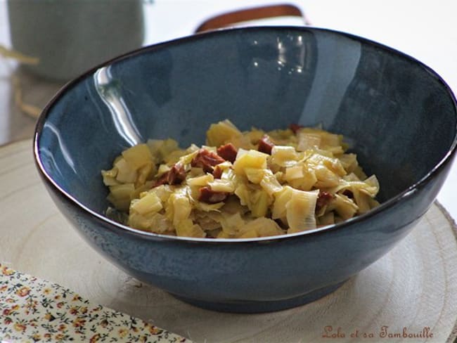 Fondue de poireaux au chorizo et parmesan