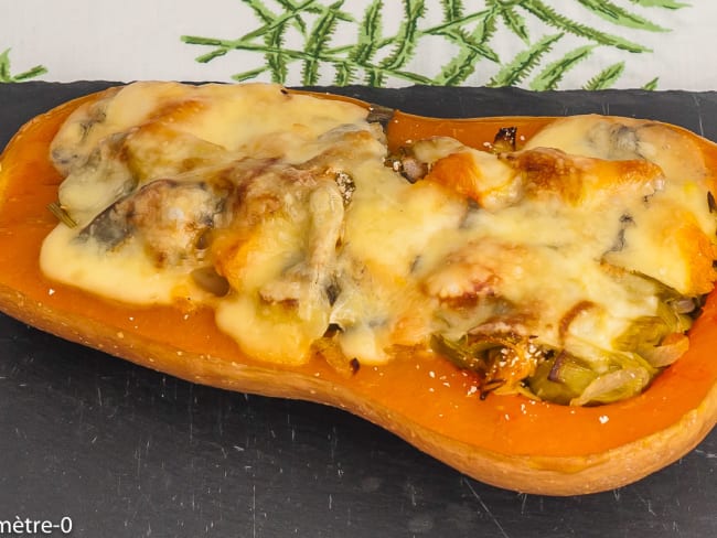 Courge butternut farcie aux poireaux