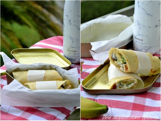 Wraps au poulet, fruits secs et citron confit au sel