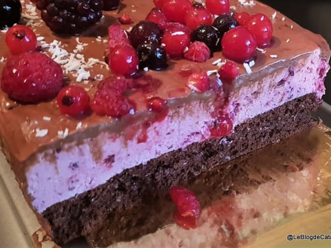 Gâteau 'bûche' au mascarpone et fruits rouges 