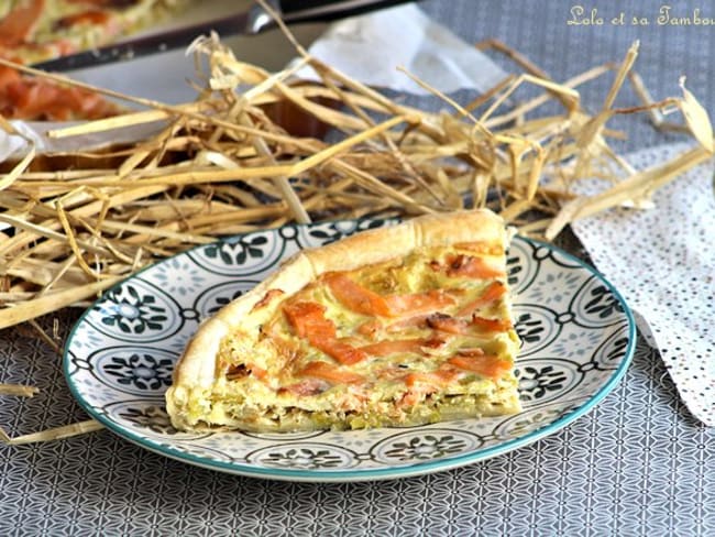 Tarte fondante aux poireaux et saumon fumé