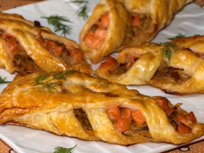 Jalousies au saumon gravlax sur confit de fenouil