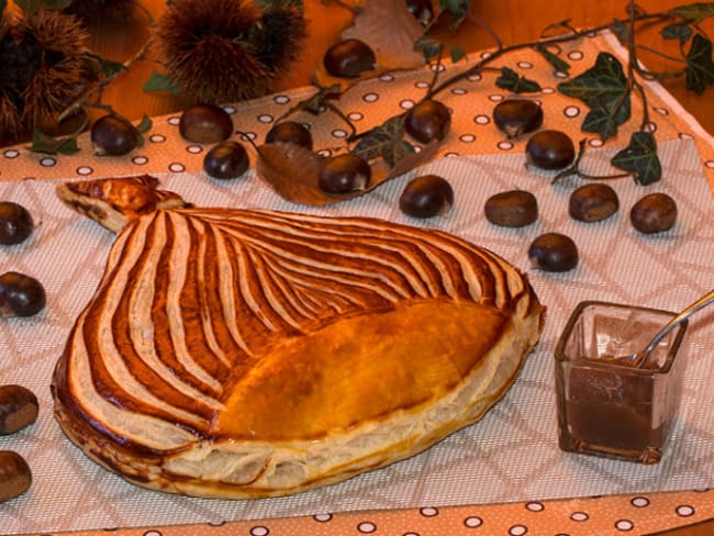 Marron feuilleté et sa crème de marrons aux amandes