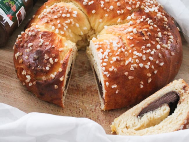 Brioche des rois à la pâte à tartiner pour le goûter