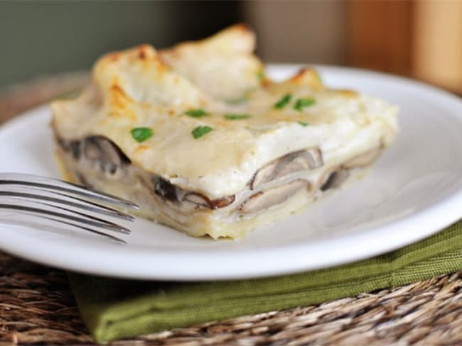 Lasagnes au chou-fleur champignons et jambon