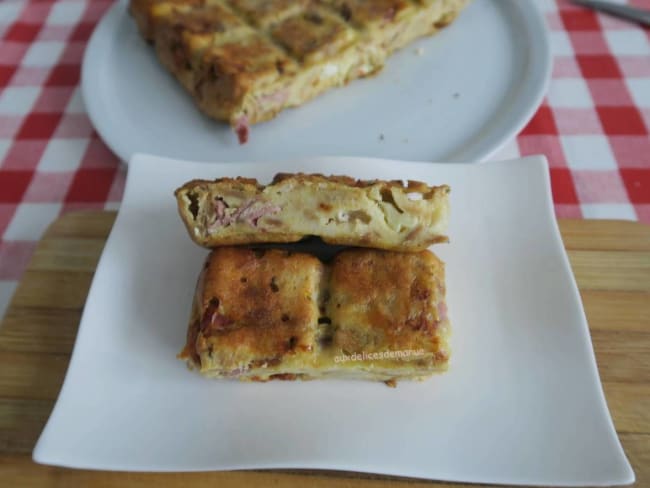 Pudding ou pain d'chien au jambon, Reblochon et chèvre frais