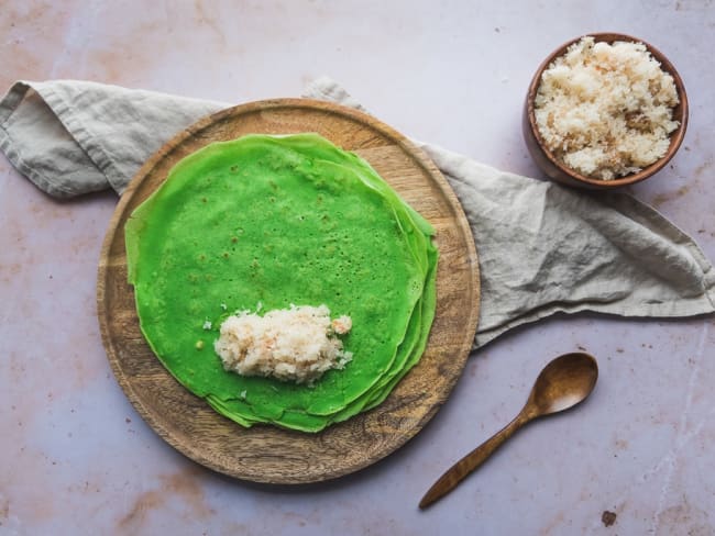 Crêpes balinaises vertes à la noix de coco