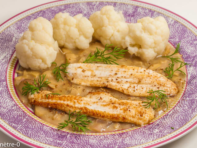 Poisson : sole, sauce au cidre et chou fleur