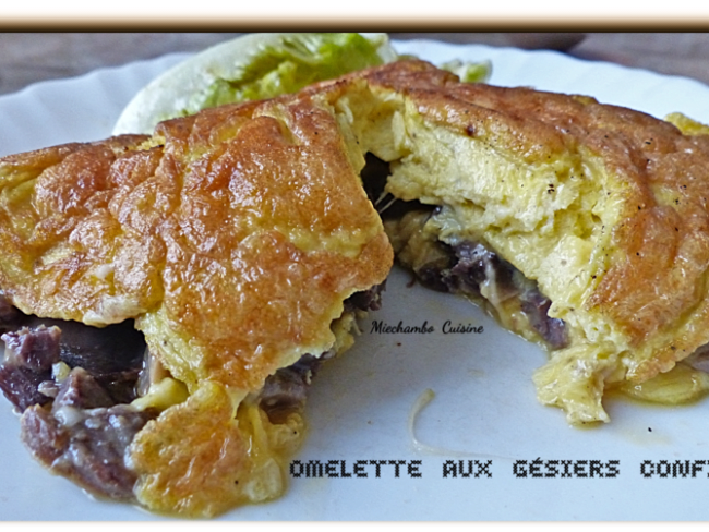 Omelette aux gésiers confits de canard