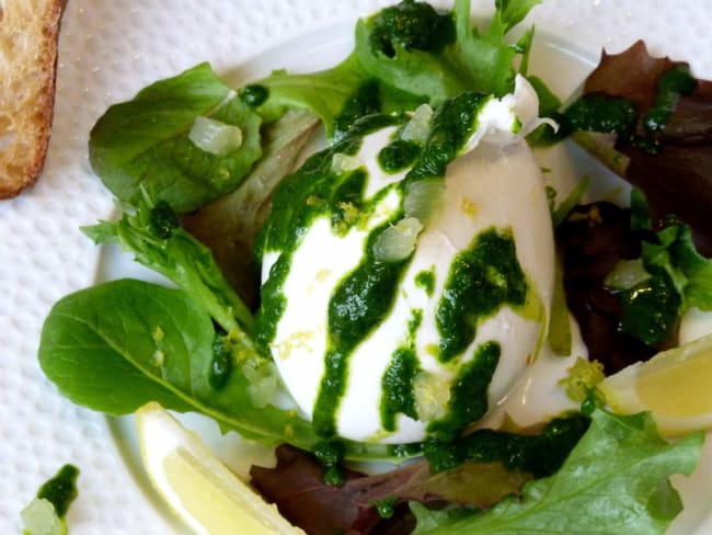 Burrata, coulis de roquette et citron