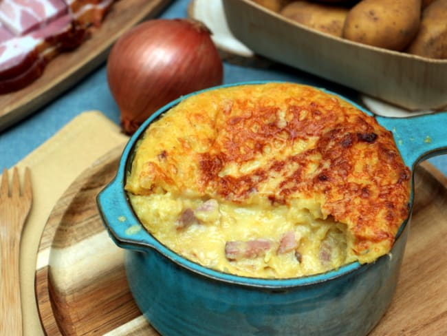 Farçon savoyard - purée gratinée aux lardons et beaufort