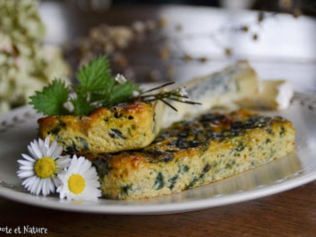 Flans salés aux feuilles de bettes, ortie et fromage bleu de Stilton